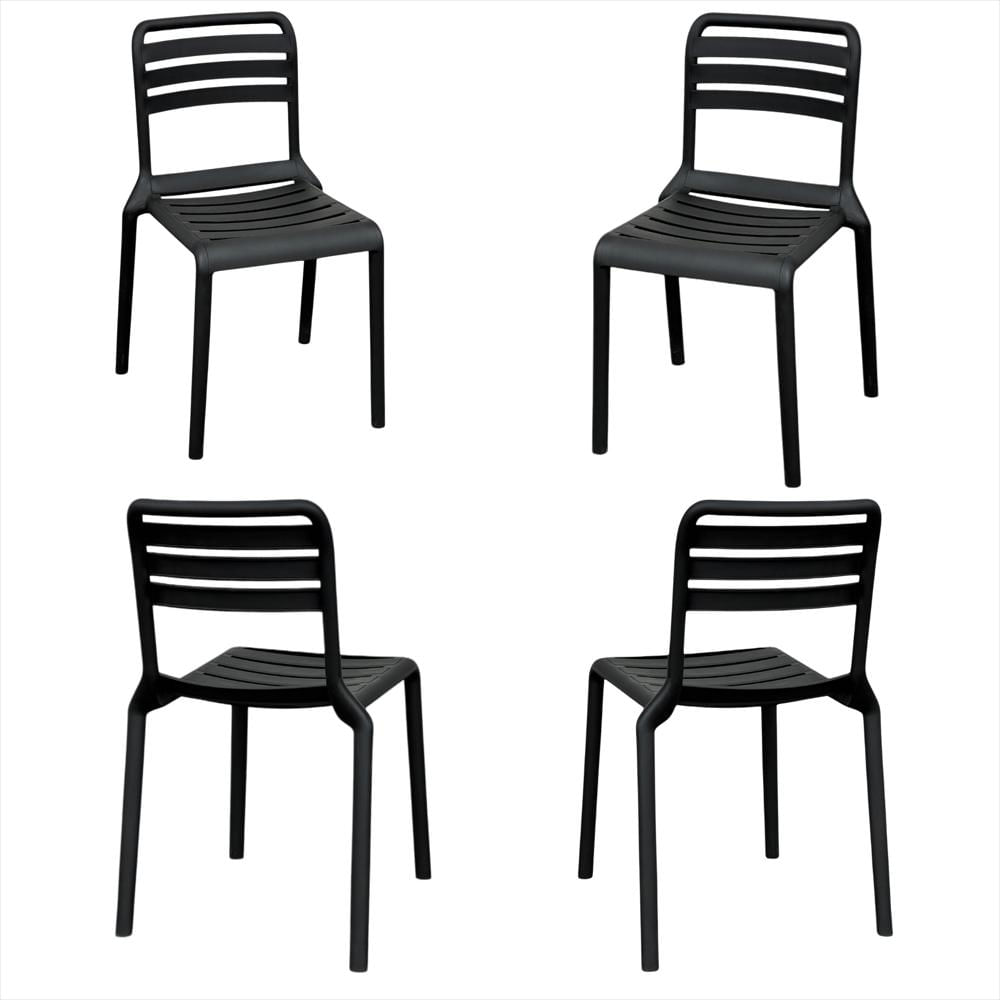 Set X4 Sillas Con Respaldo Horizontal Color Negro img #1