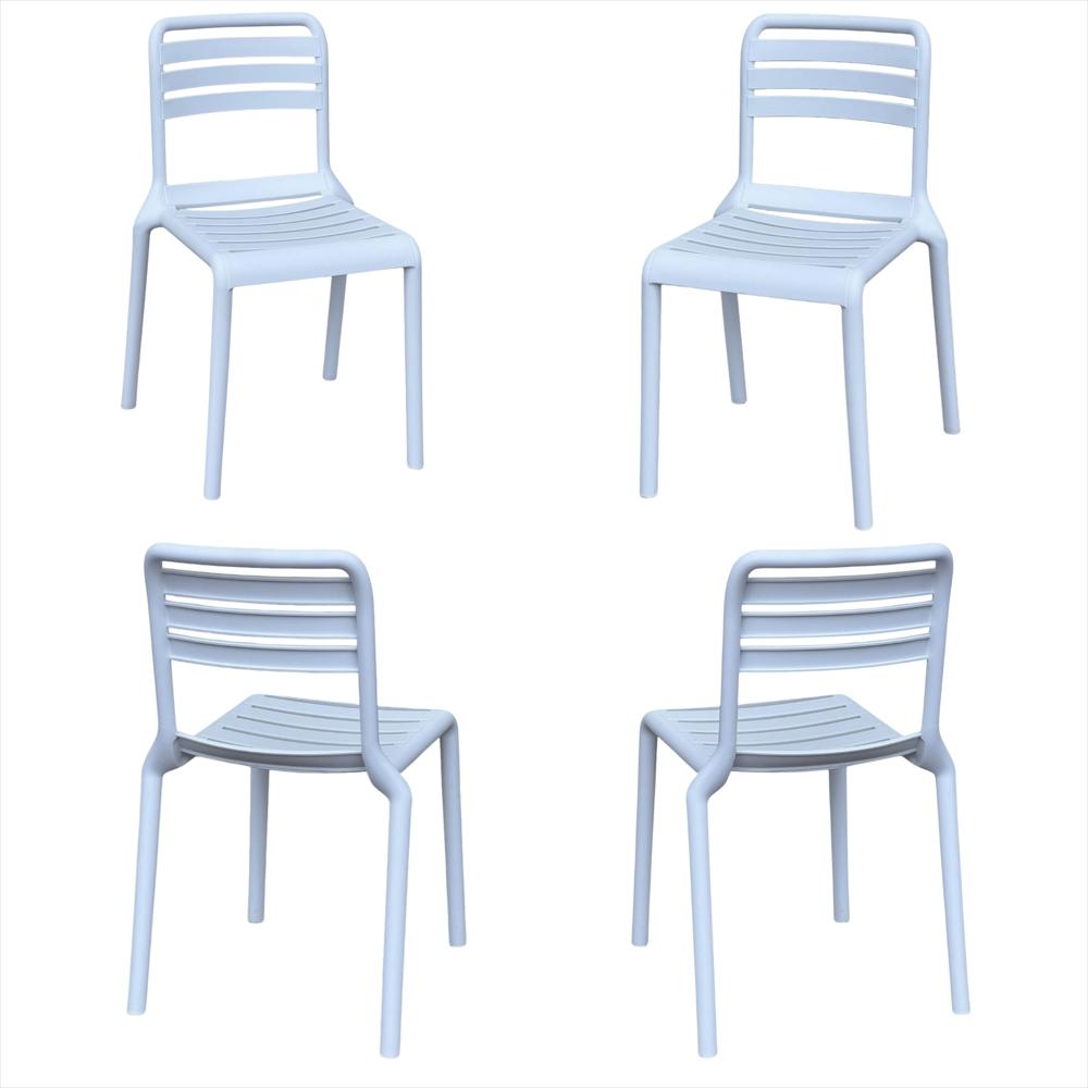 Set X4 Sillas Con Respaldo Horizontal Color Blanco img #1
