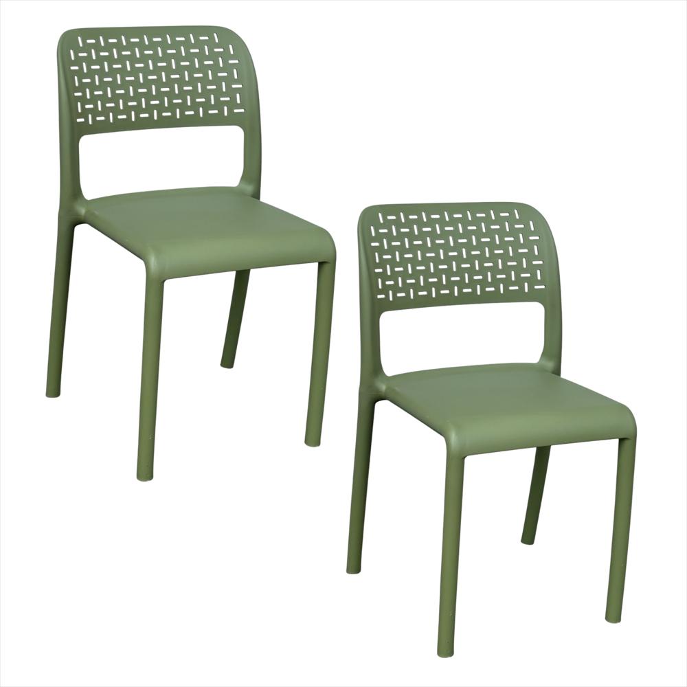 Set X2 Sillas Ergonómicas Con Respaldo Calado Color Verde img #1
