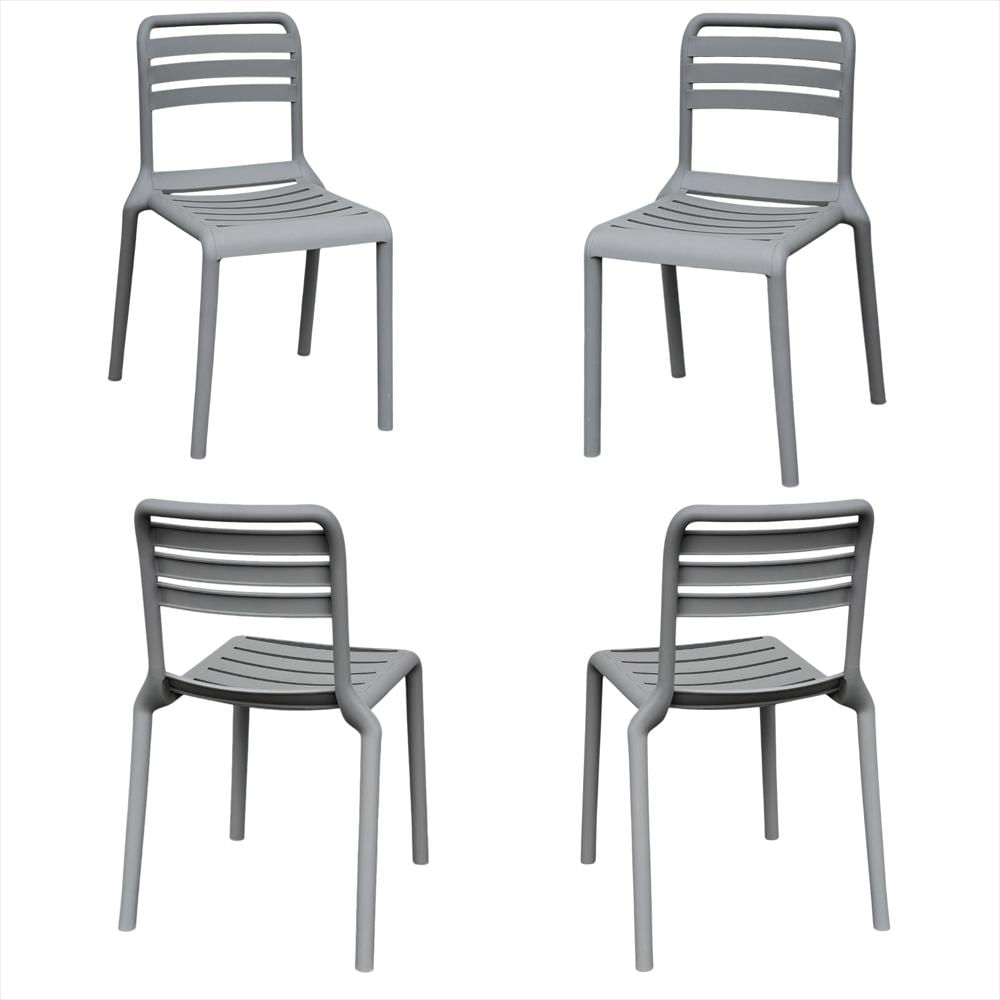Set X4 Sillas Con Respaldo Horizontal Color Gris img #1