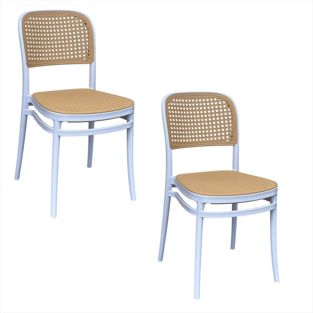Set X2 Sillas Solea Compactas Tipo Mimbre Color Blanco img #1