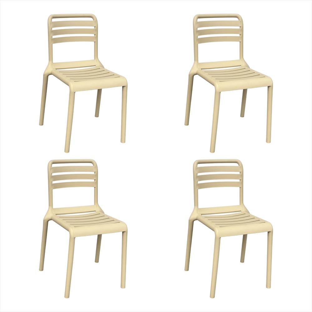 Set X4 Sillas Con Respaldo Horizontal Color Beige img #1