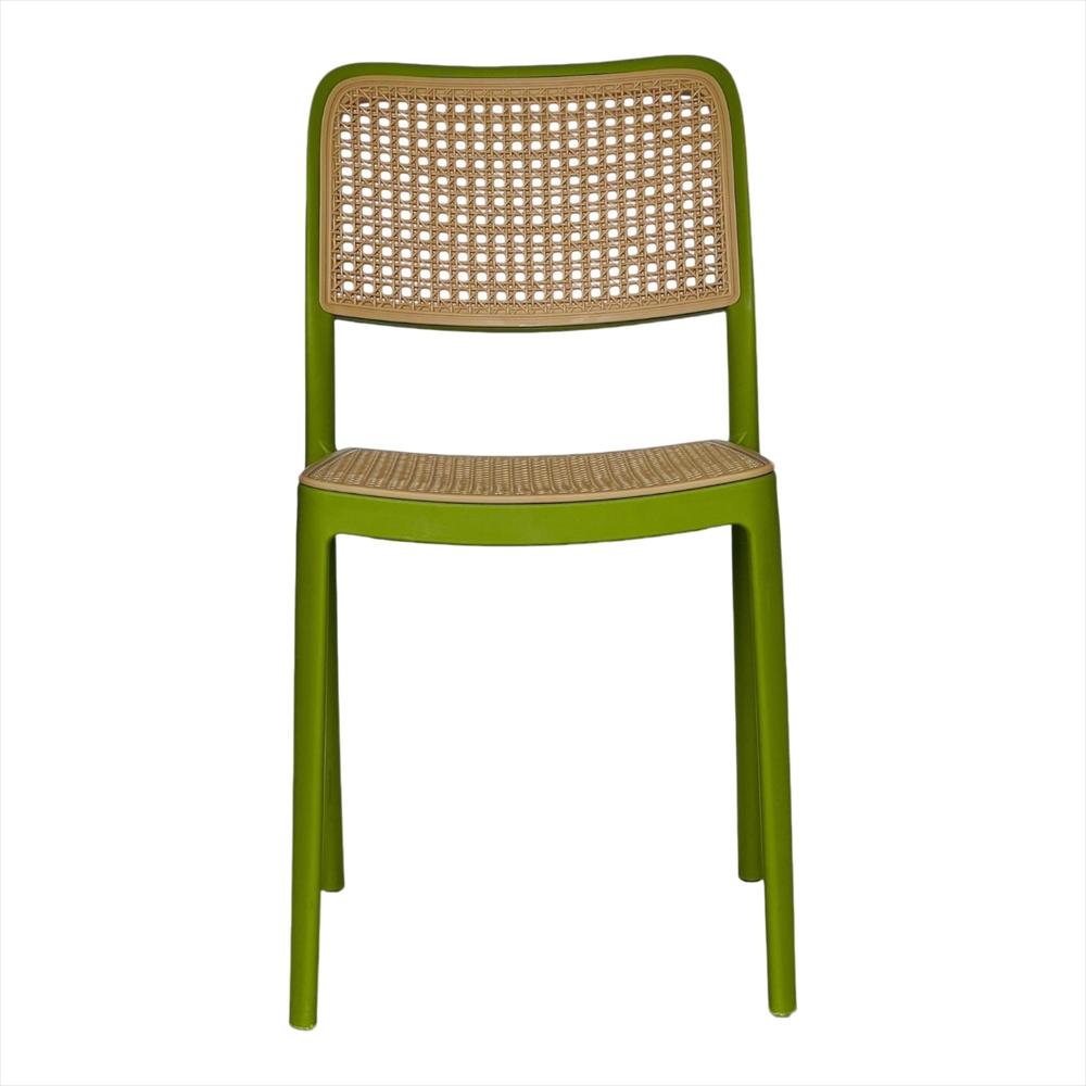 Silla En Polipropileno Solea Cuadrada Tipo Mimbre Color Verde Claro img #1