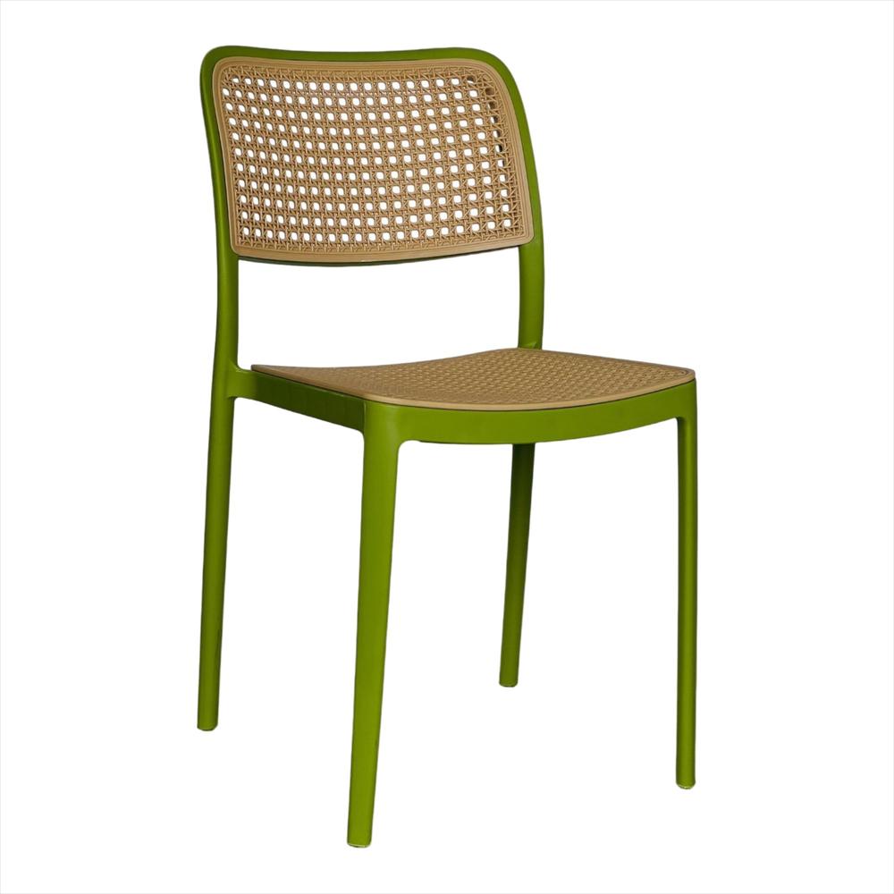 Silla En Polipropileno Solea Cuadrada Tipo Mimbre Color Verde Claro img #2