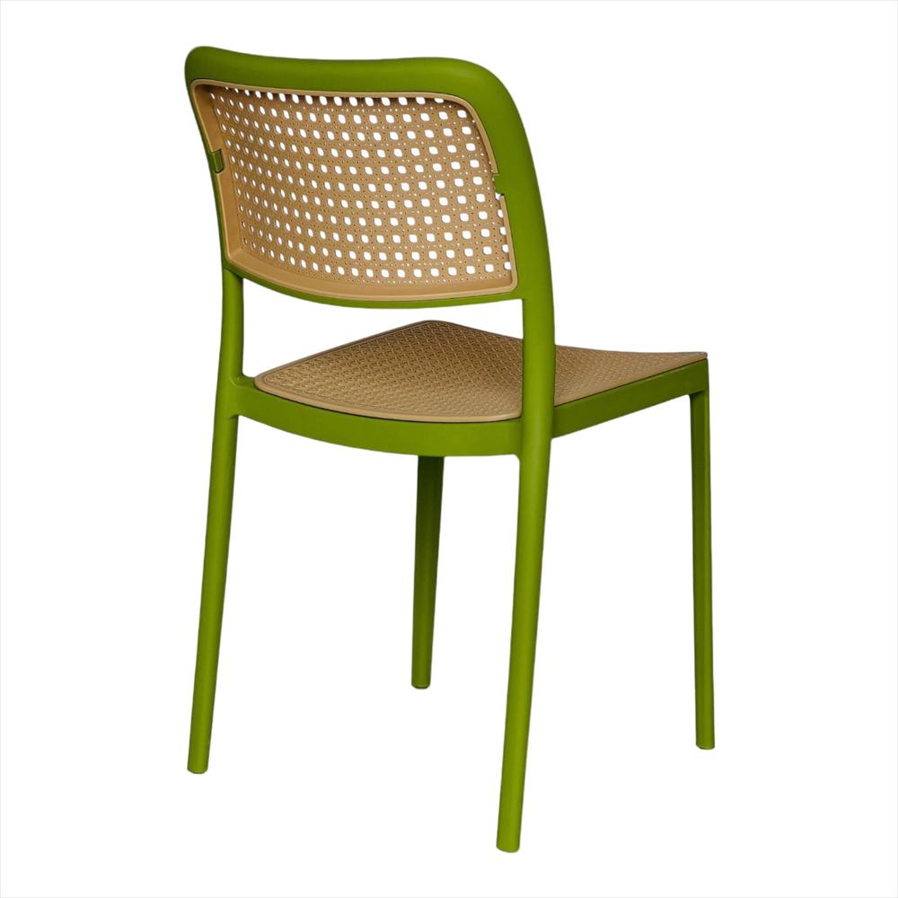 Silla En Polipropileno Solea Cuadrada Tipo Mimbre Color Verde Claro img #3