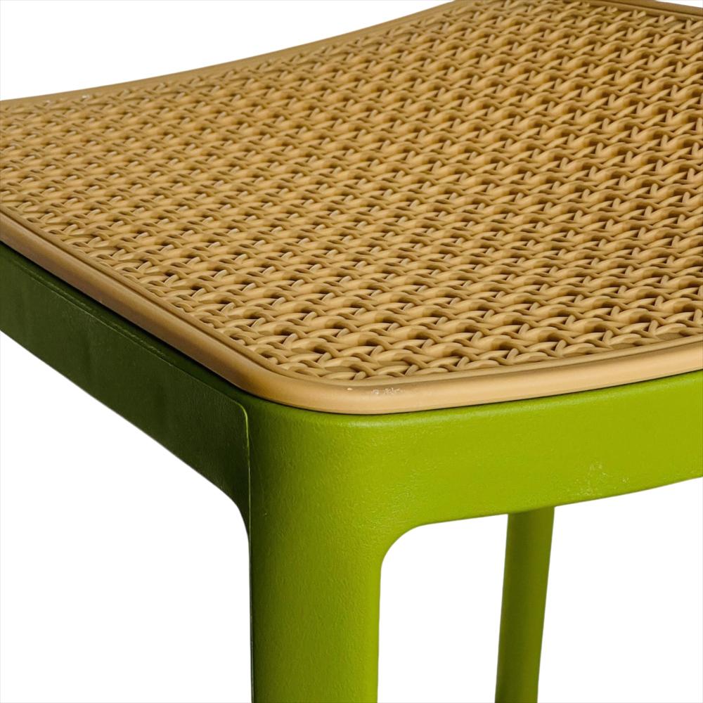Silla En Polipropileno Solea Cuadrada Tipo Mimbre Color Verde Claro img #4