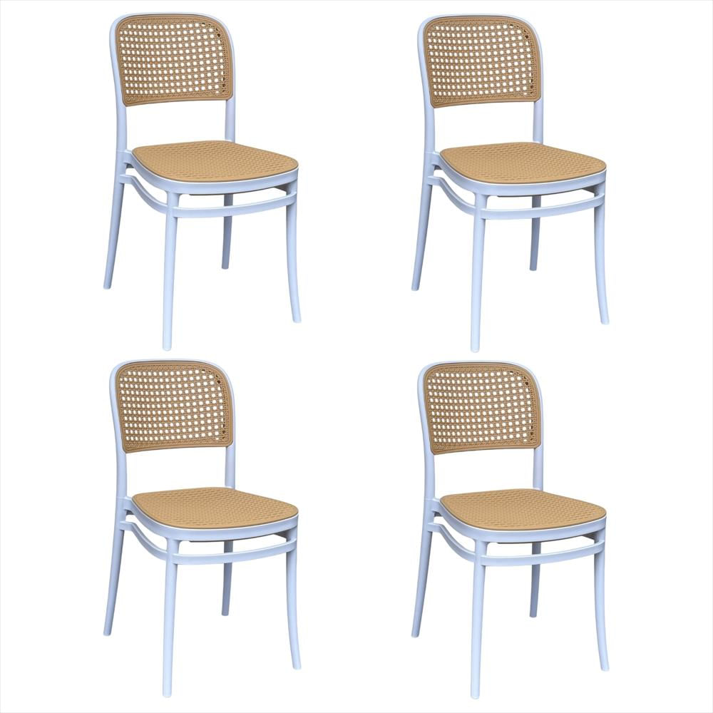 Set X4 Sillas Solea Compactas Tipo Mimbre Color Blanco img #1