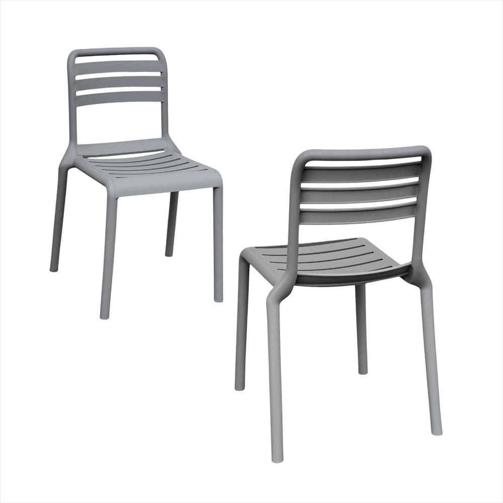 Set X2 Sillas Con Respaldo Horizontal Color Gris img #1