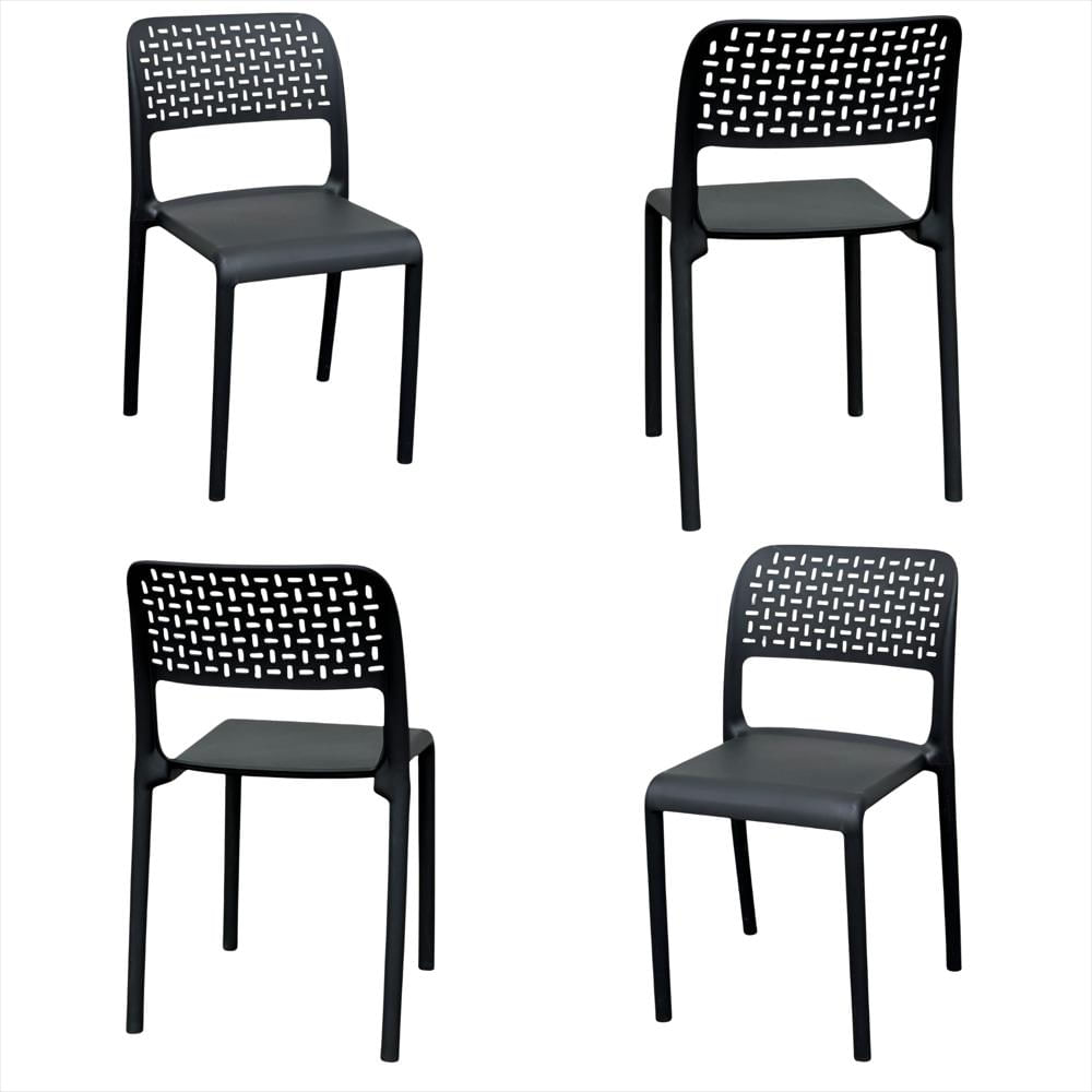 Set X4 Sillas Ergonómicas Con Respaldo Calado Color Negro img #1