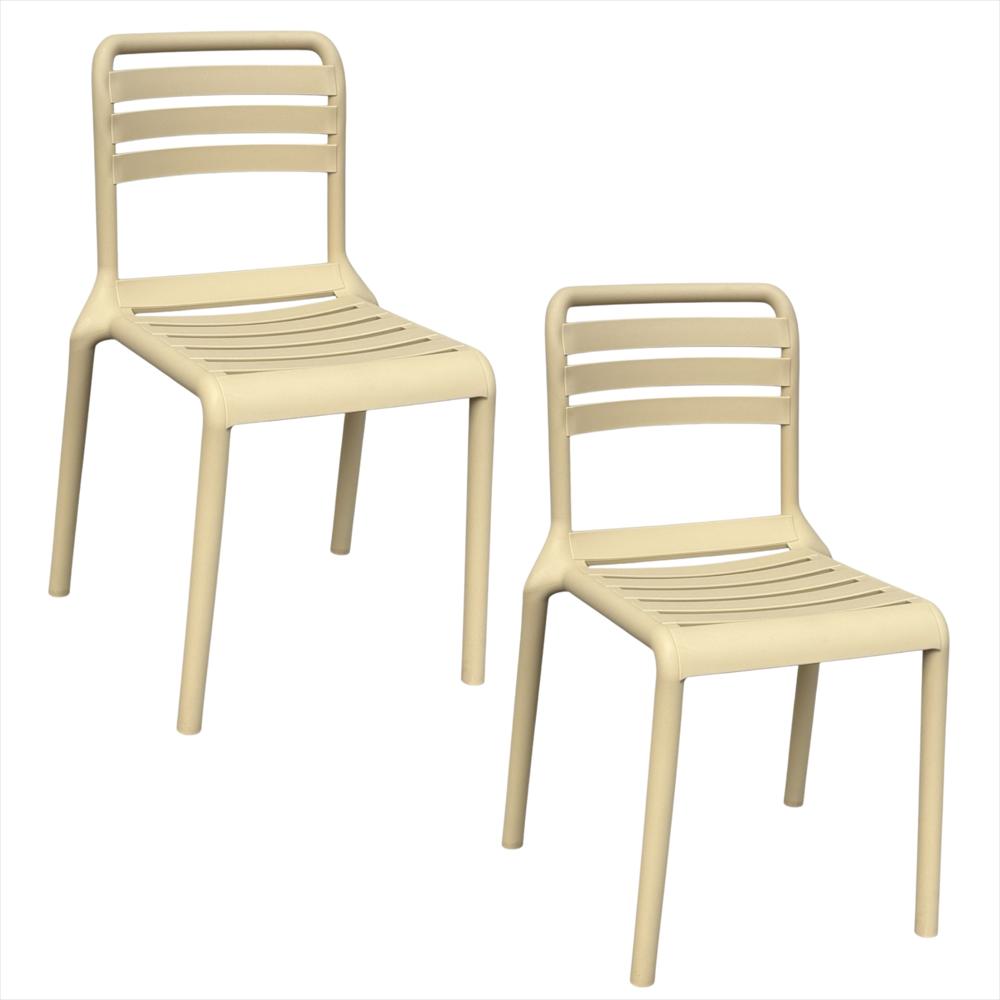Set X2 Sillas Con Respaldo Horizontal Color Beige img #1
