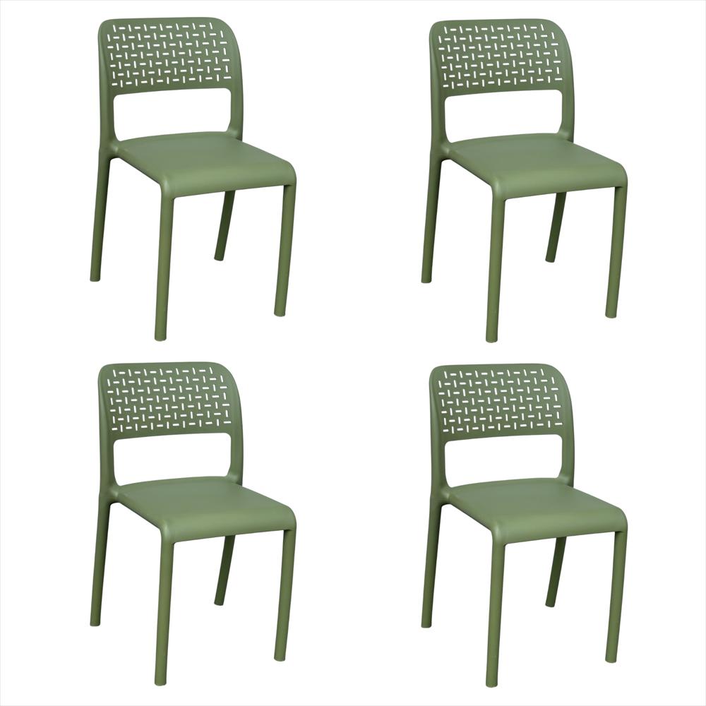 Set X4 Sillas Ergonómicas Con Respaldo Calado Color Verde img #1