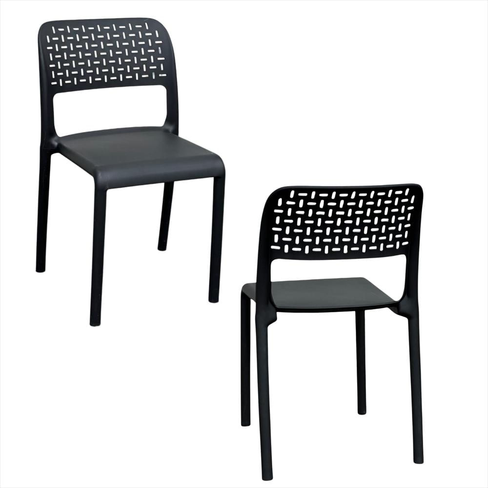 Set X2 Sillas Ergonómicas Con Respaldo Calado Color Negro img #1