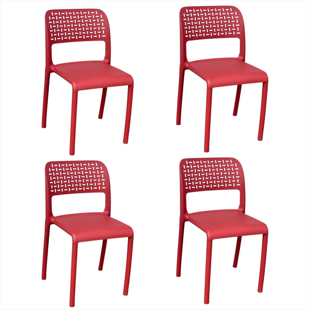 Set X4 Sillas Ergonómicas Con Respaldo Calado Color Rojo img #1