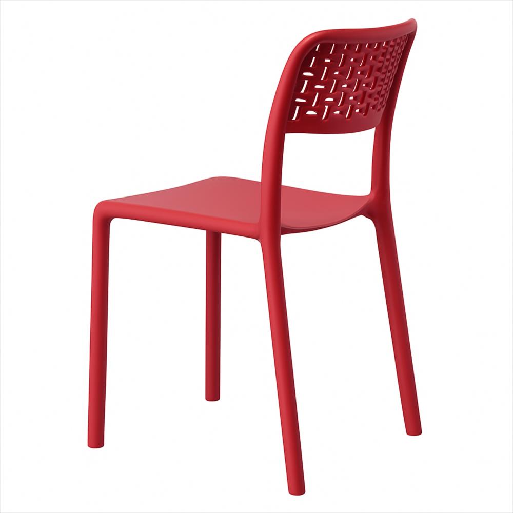 Set X4 Sillas Ergonómicas Con Respaldo Calado Color Rojo img #3