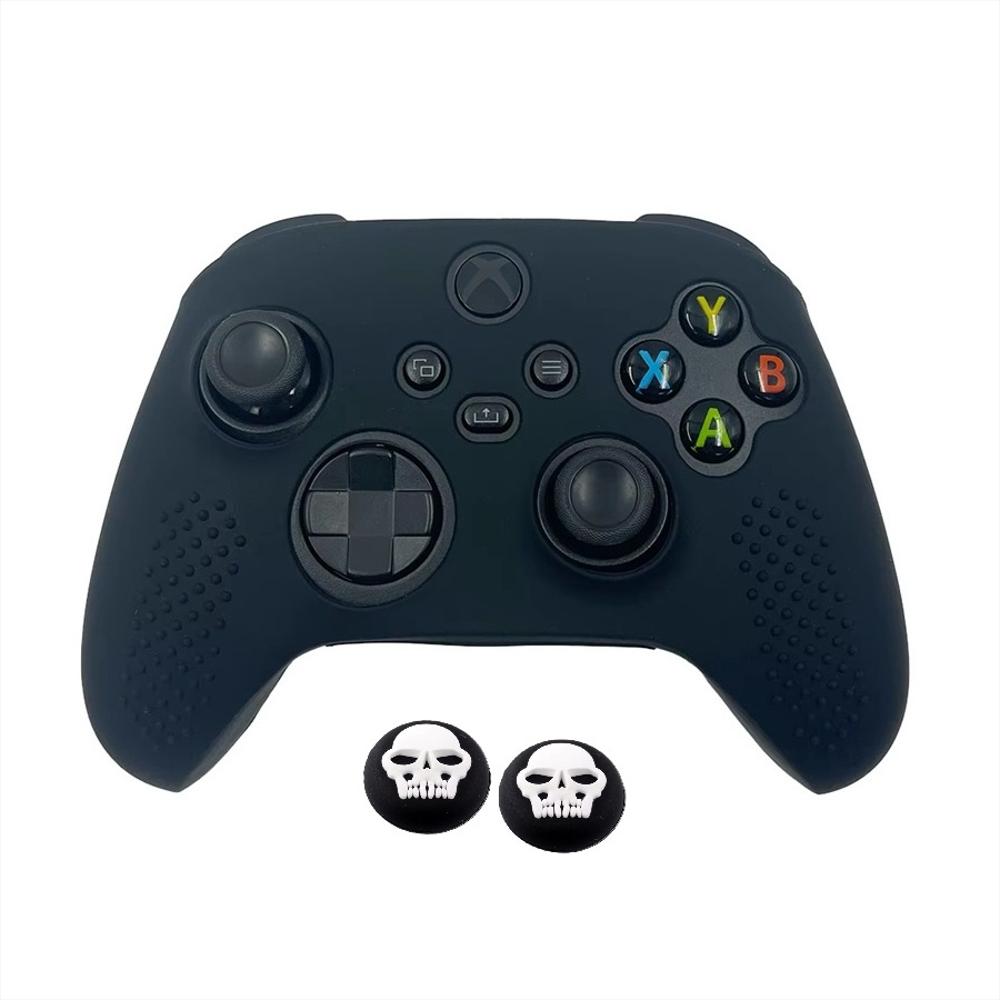 Forro Control Xbox Series X S Negro + Grips Diseño Calavera Sin Borde