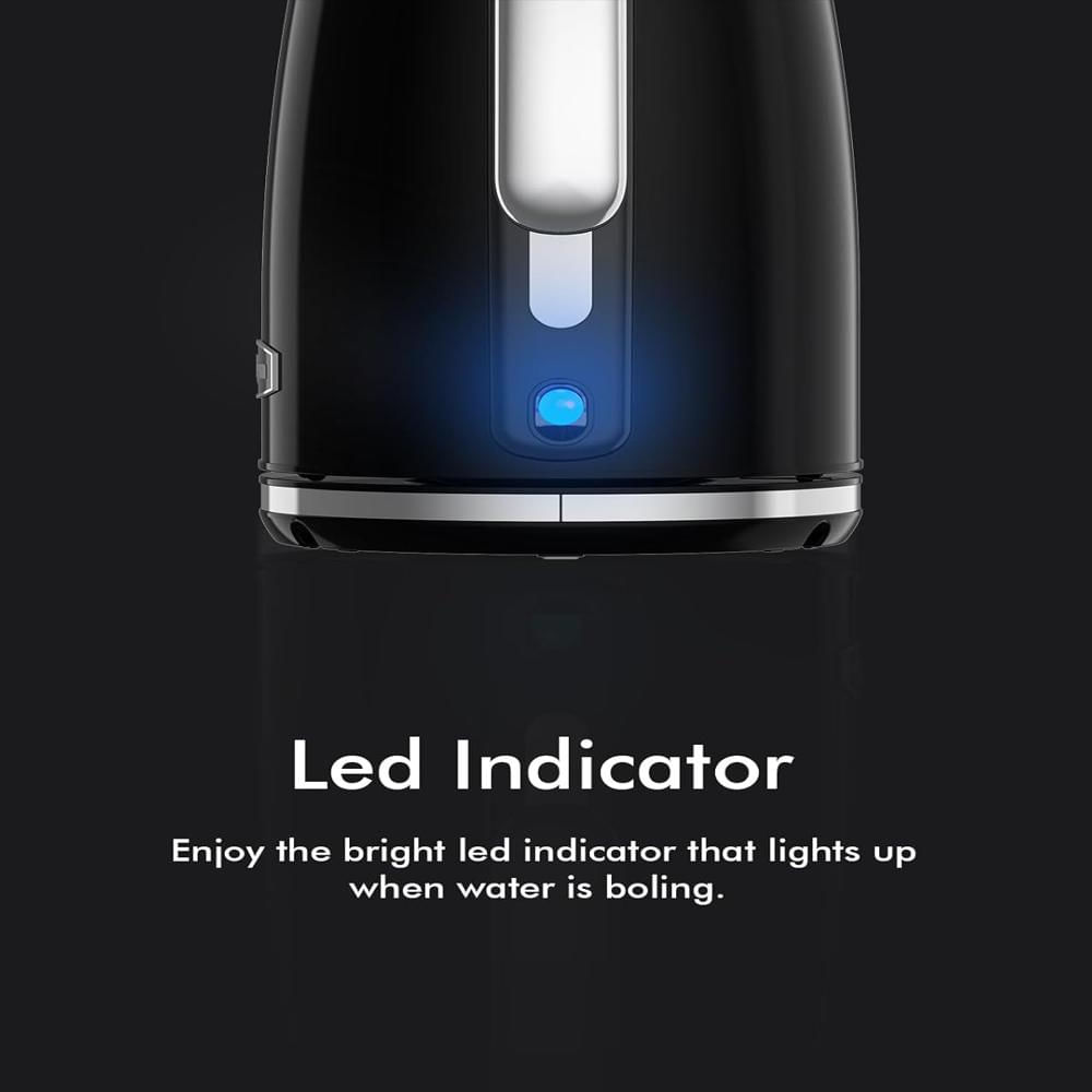 Hervidor Eléctrico Longdeem Acero Inoxidable 1.7L 1500W Apagado Automático Negro img #5