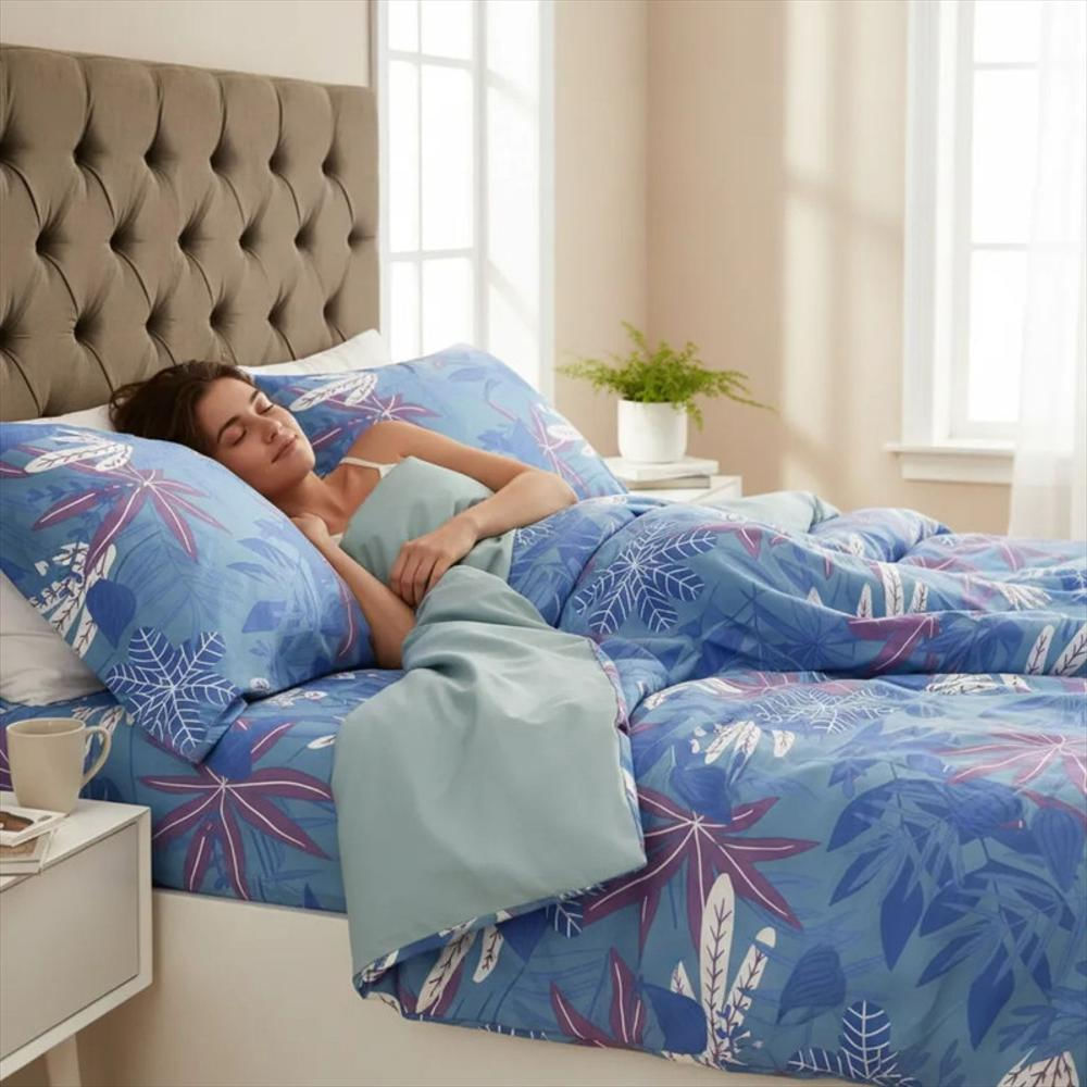 Juego De Sábanas Cama Doble 300 Hilos 100% Algodón Riviera Azul img #2