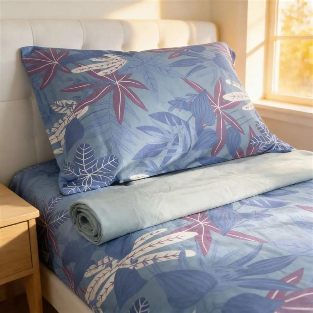 Juego De Sábanas Cama Queen 300 Hilos 100% Algodón Riviera Azul img #5