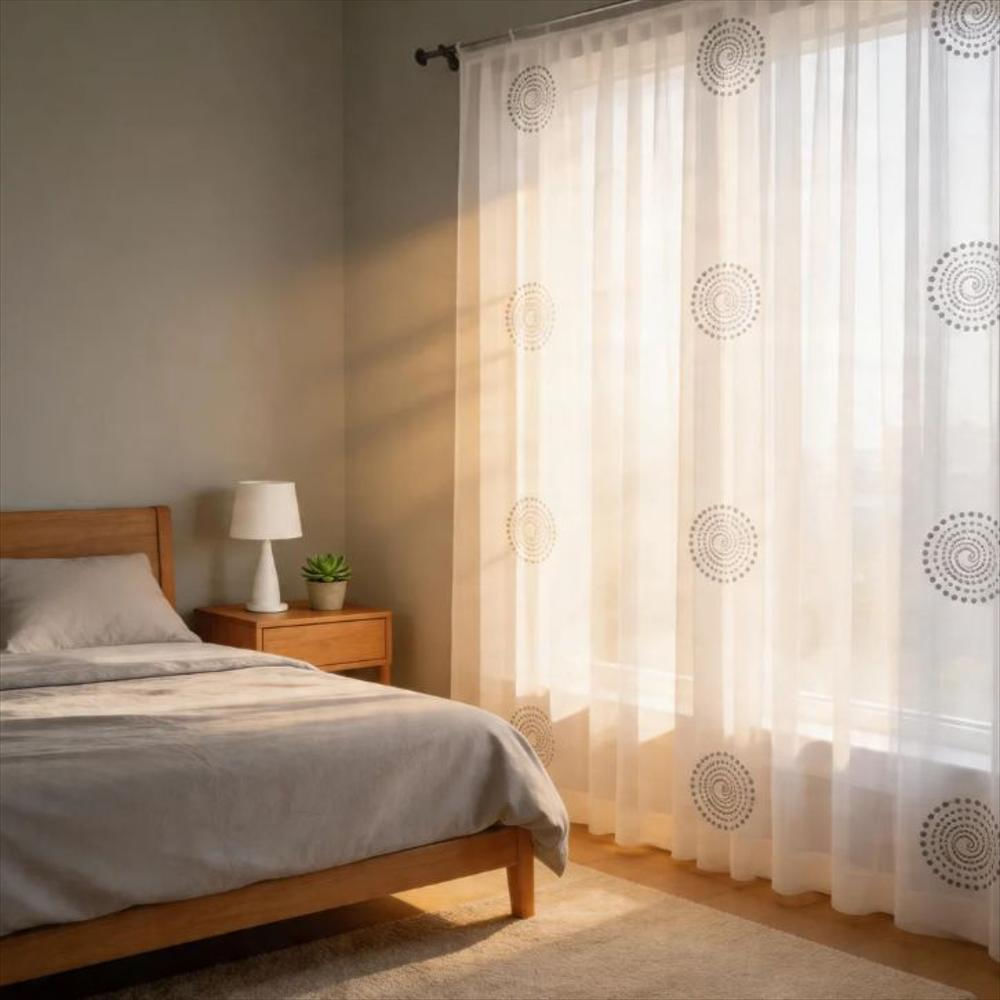 Cortina Velo Estampado Dividido Espiral 150X210cmx2 img #1