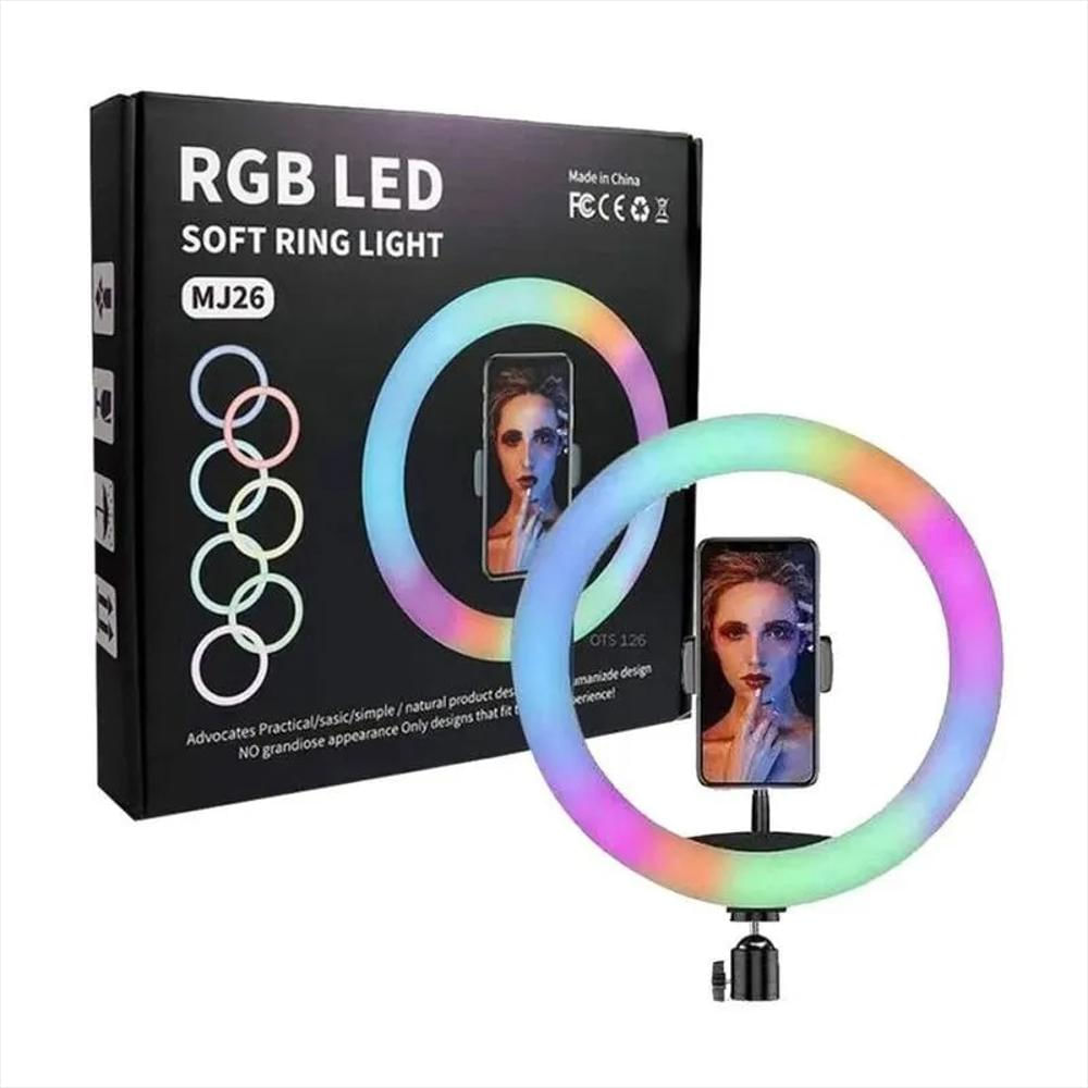 Aro De Luz Led Rgb 26Cm Mj 26 + Trípode + Soporte Celular Aro De Luz Led Rgb 26Cm Mj 26 + Trípode + Soporte Celular
