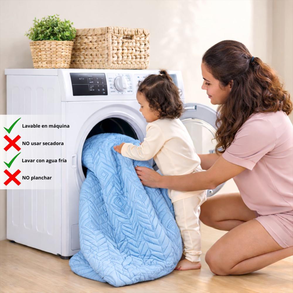 Combo Protector Sencillo Antifluido Celeste 190Cm*100Cm img #4