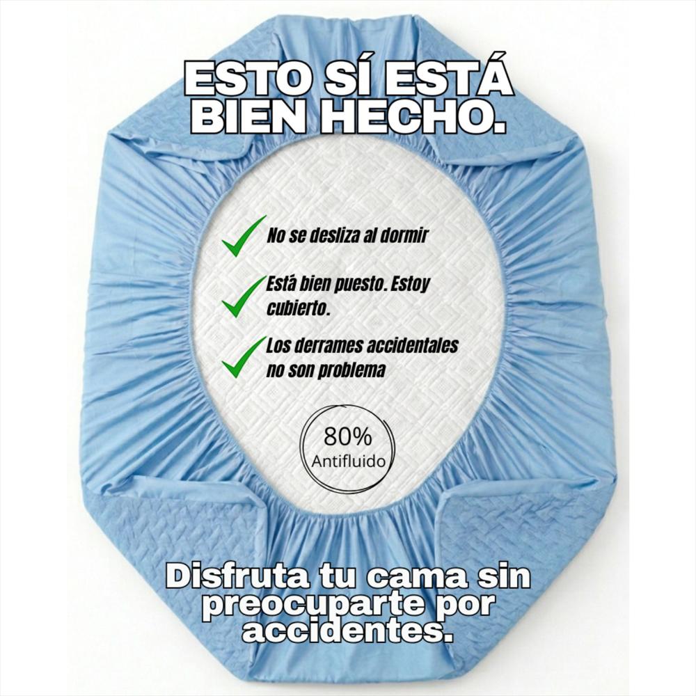 Combo Protector Sencillo Antifluido Celeste 190Cm*100Cm img #5