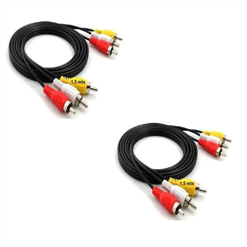 2 Cables 3X3 Rca Rca 5 Mts Audio Video Punta Dorada Multicolor img #1