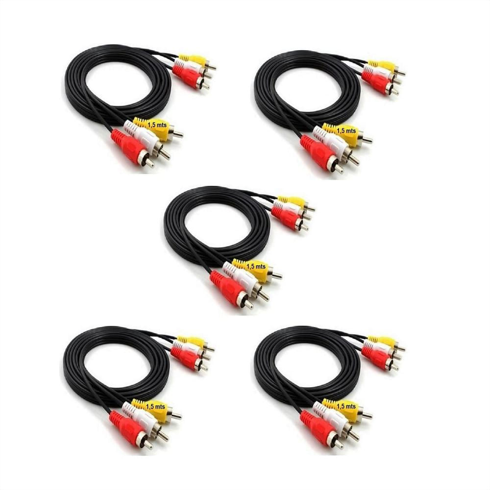 5 Cables 3X3 Rca Rca 5 Mts Audio Video Punta Dorada Multicolor img #1