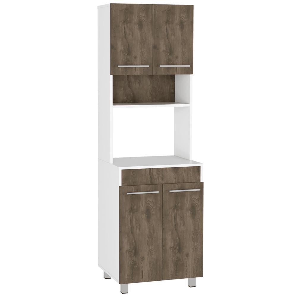 Módulo Microondas Vixmo, Nogal Y Blanco Duqueza, Con Cuatro Puertas Batientes img #1