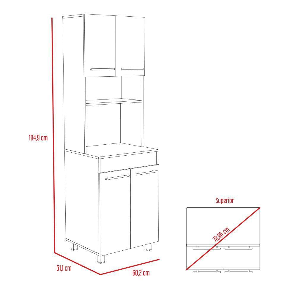 Módulo Microondas Vixmo, Nogal Y Blanco Duqueza, Con Cuatro Puertas Batientes img #4