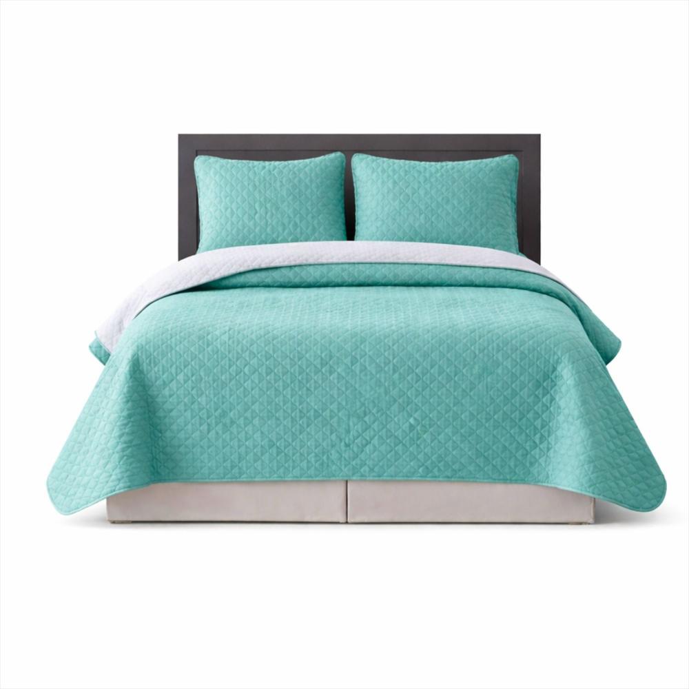 Colcha Sencilla Doble Faz Gris/Verde img #1