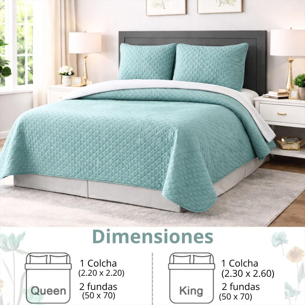 Colcha Sencilla Doble Faz Gris/Verde img #3