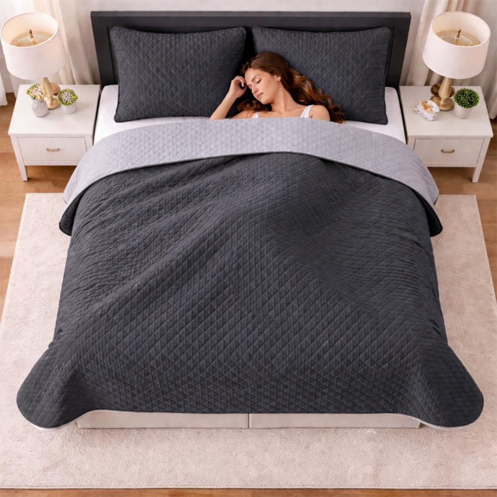 Colcha Sencilla Doble Faz Gris/Gris img #2