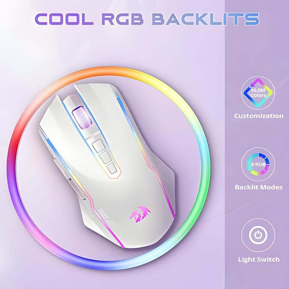 Mouse Redragon Ranger Lite Inalmbrico Recargable Sensor Optico 8000 Dpi Rgb img #2