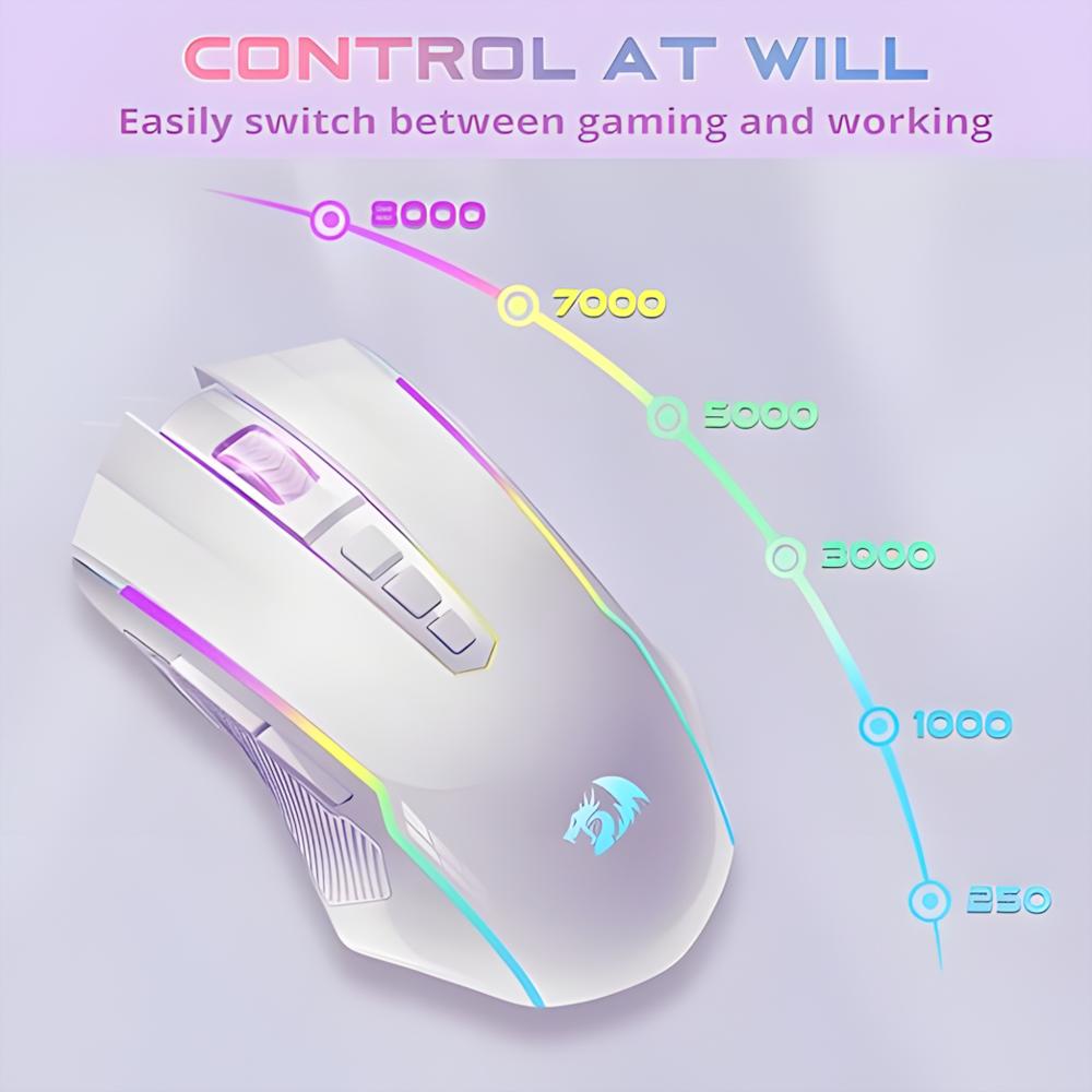 Mouse Redragon Ranger Lite Inalmbrico Recargable Sensor Optico 8000 Dpi Rgb img #3