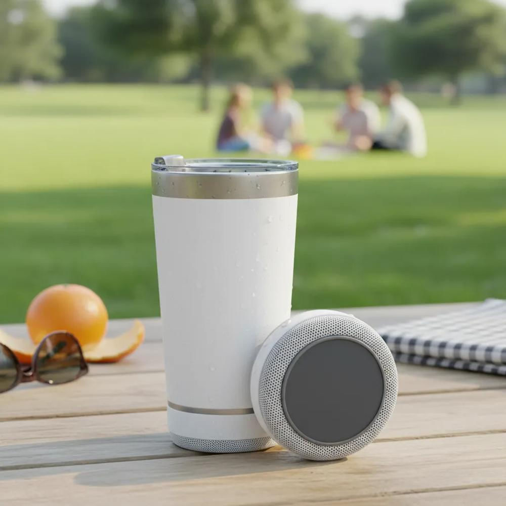 Termo Vaso Bebidas Portátil Parlante Bluetooth Recargable img #2