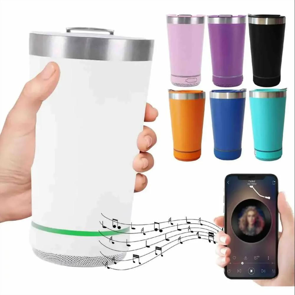 Termo Vaso Bebidas Portátil Parlante Bluetooth Recargable img #3
