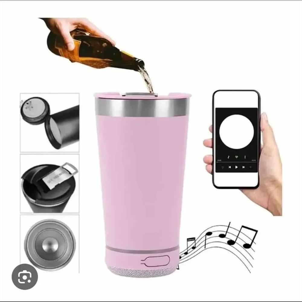 Termo Vaso Bebidas Portátil Parlante Bluetooth Recargable img #4