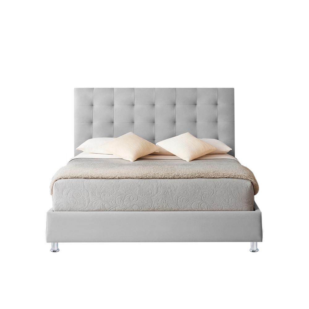 Combo Base Cama Con Espaldar King Luxury Gris Perla