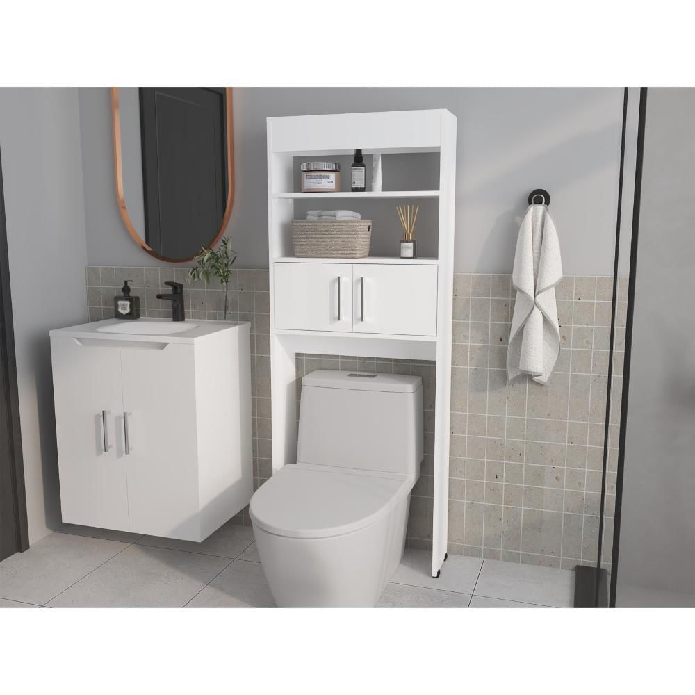 Gabinete De Baño Oporto, Blanco Kronos, Ahorrador De Espacio img #3