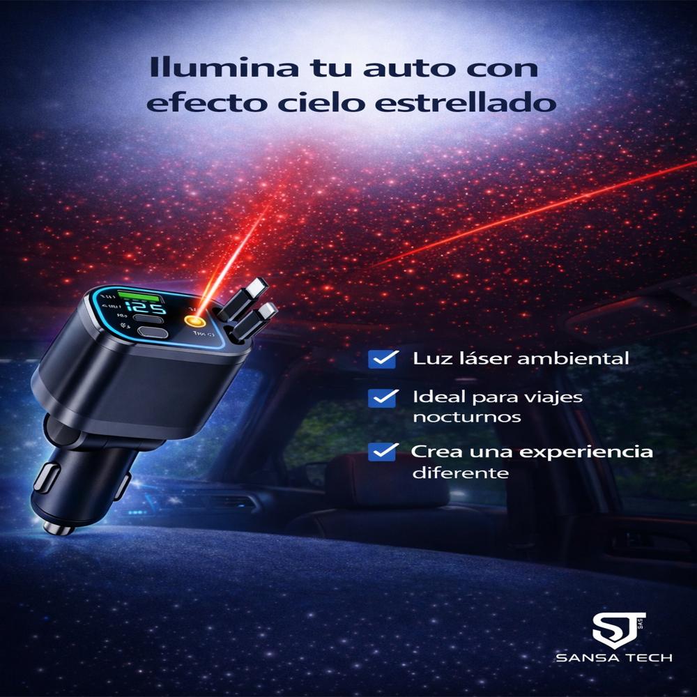 Cargador Celular Carro Retráctil 4En1 Proyector Laser Sansa img #2