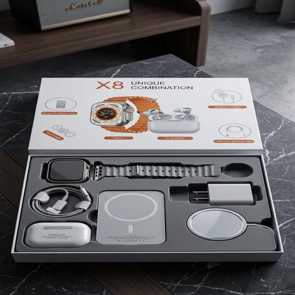 Combo Smartwatch X8 + Audifonos + Cargador Usb C + Power Bank + Magsade img #5