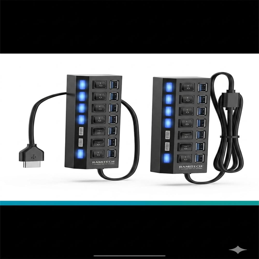 Hub Usb 3.0 Multipuerto 7 Puertos Con Interruptores Alta Velocidad img #2