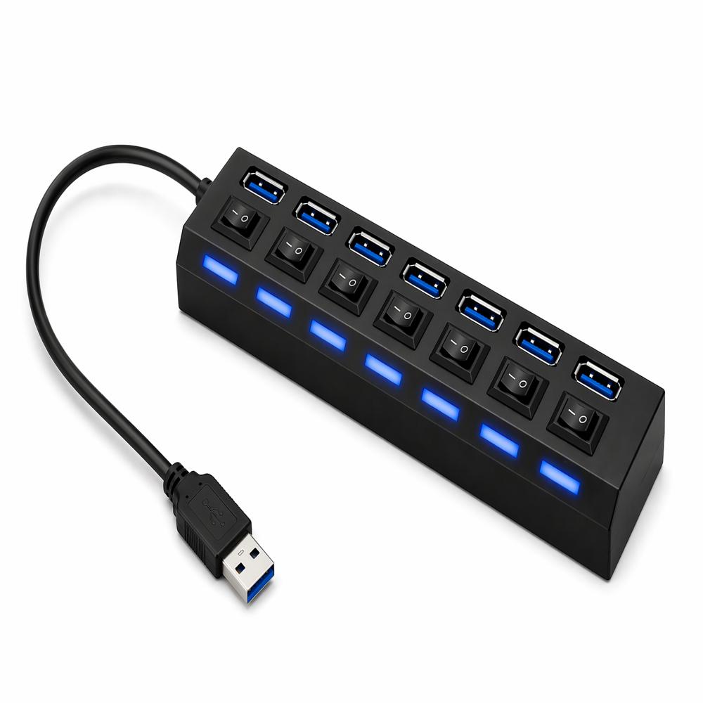 Hub Usb 3.0 Multipuerto 7 Puertos Con Interruptores Alta Velocidad img #3