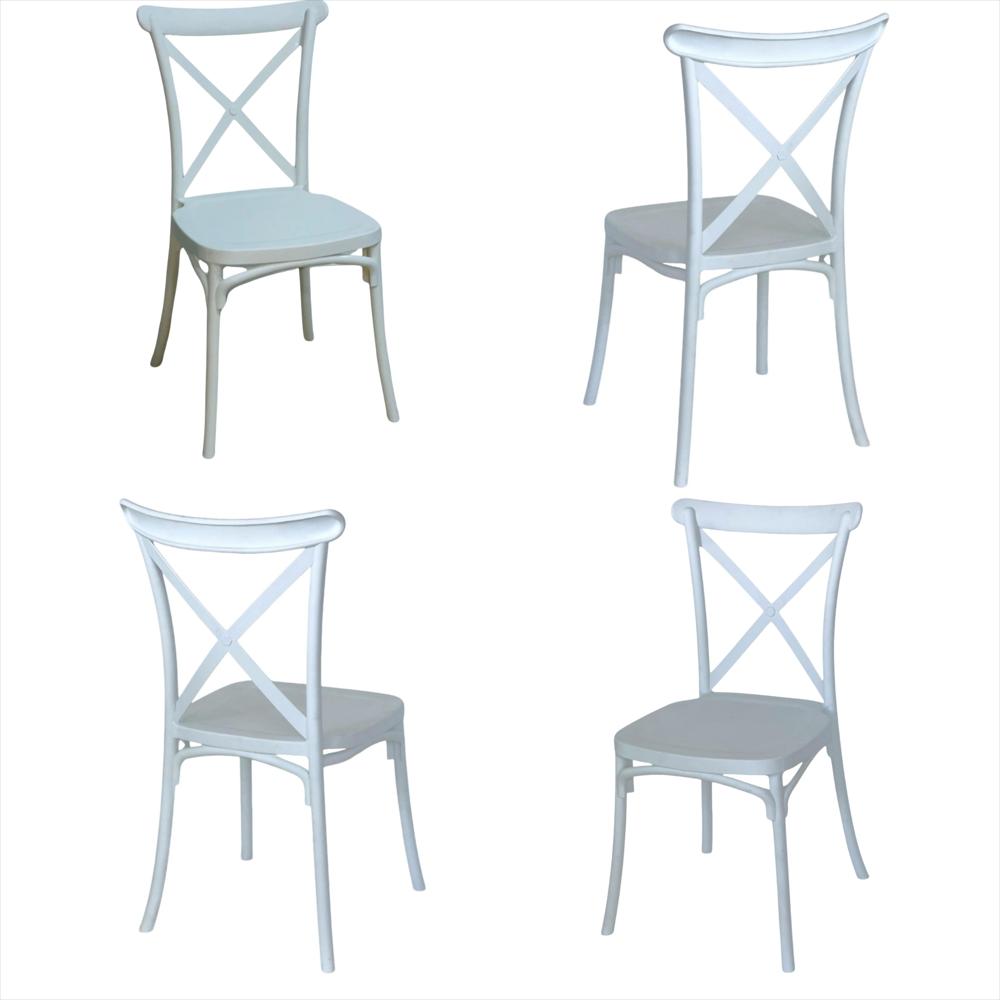 Set X4 Sillas En Polipropileno Tipo Crossback Color Blanco img #1