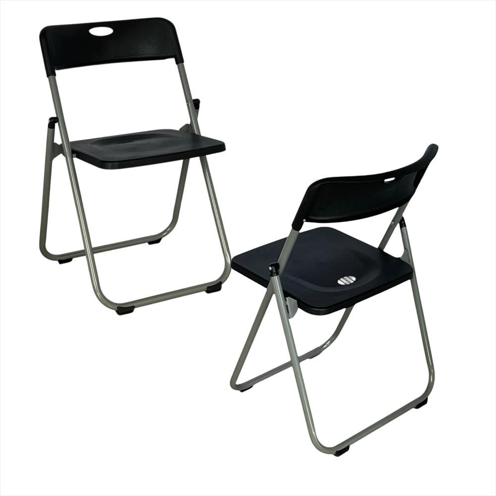 Set X2 Sillas Plásticas Plegables Reforzadas Color Negro img #1