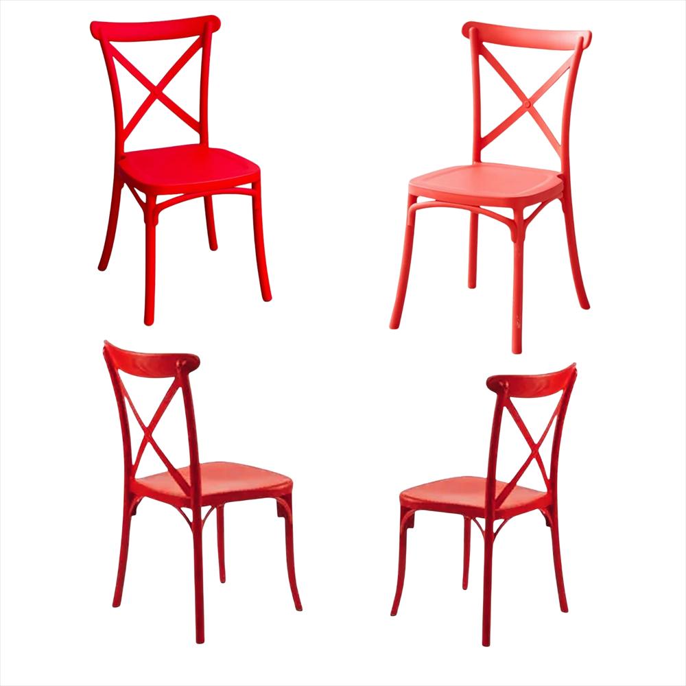 Set X4 Sillas Tipo Crossback Para Niños Color Rojo img #1