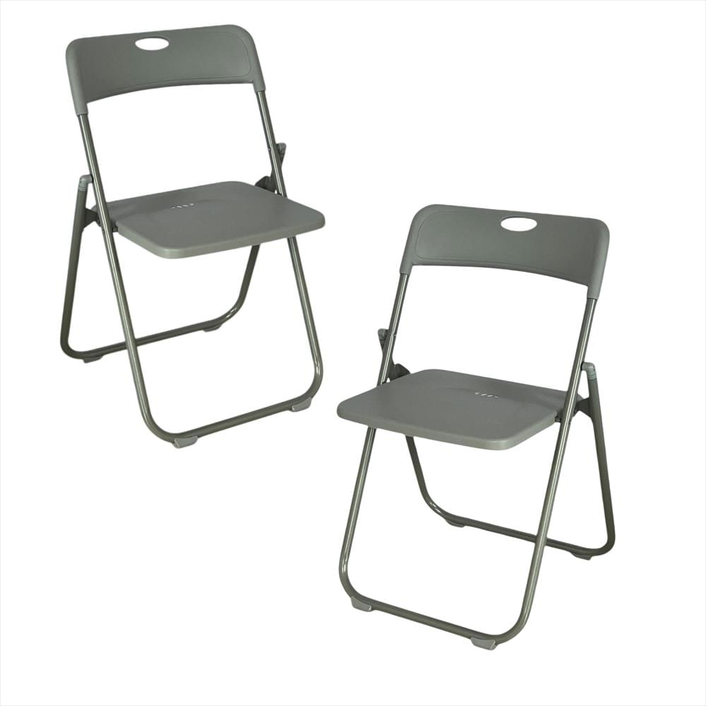 Set X2 Sillas Plásticas Plegables Reforzadas Color Gris img #1