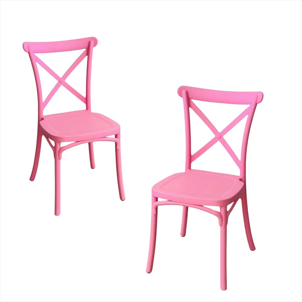 Set X2 Sillas Tipo Crossback Para Niños Color Rosa img #1