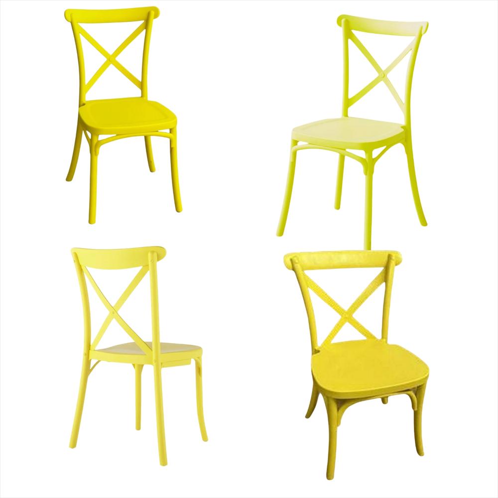 Set X4 Sillas Tipo Crossback Para Niños Color Amarillo img #1